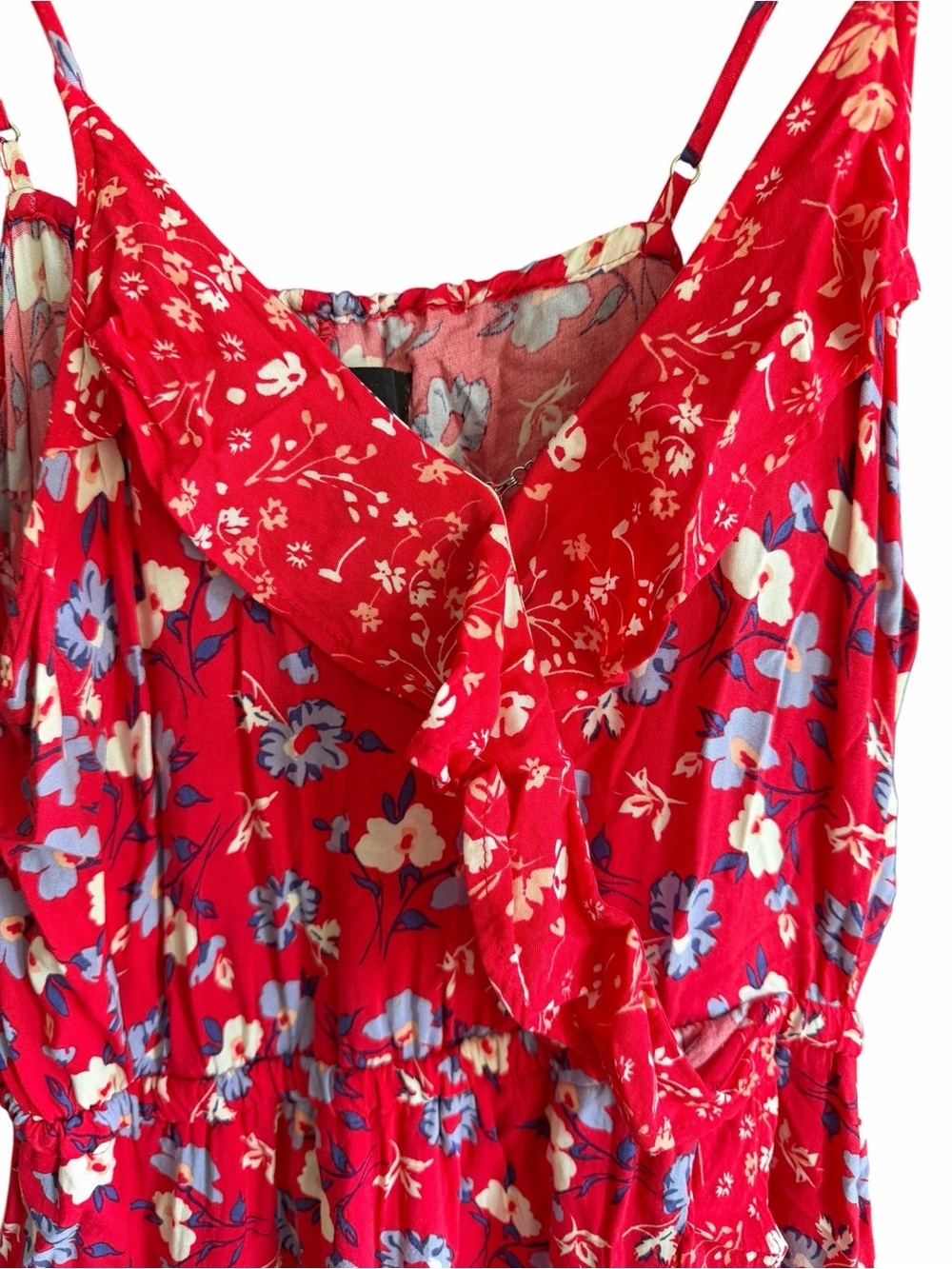 ABS Collection - Red Floral Spaghetti-Strap Sundress - Size Medium - Picture 5 of 8